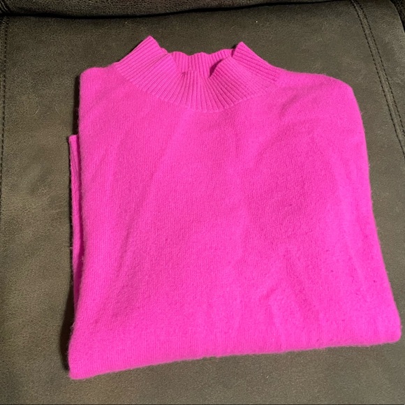 J. Crew hot pink cashmere mockneck sweater - Picture 3 of 3